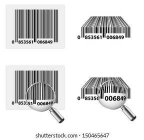 bar code with magnifying glass icon