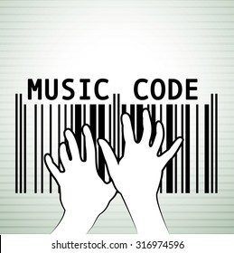 Bar code in musical style. Vector  illustration.