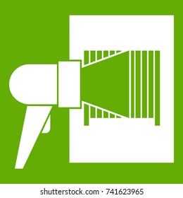 Bar code on cargo icon white isolated on green background. Vector illustration