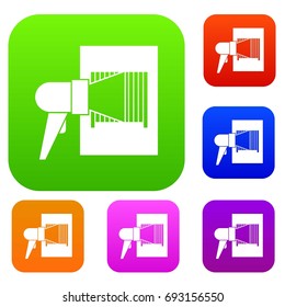 Bar code on cargo set icon in different colors isolated vector illustration. Premium collection