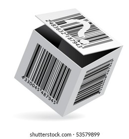 Bar code on open white box