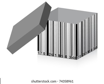bar code on white box