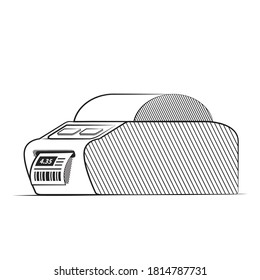 Bar code printer hand drawn .Label printer Vector flat.Check print.Outline line icon business concept vector.