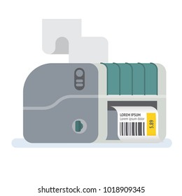 Bar Code Printer Label Printer Vector Icon Illustration