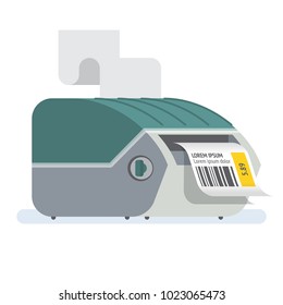 Bar Code Printer Label Printer Vector Icon Illustration