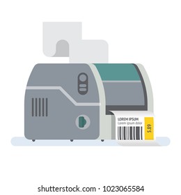 Bar Code Printer Label Printer Vector Icon Illustration