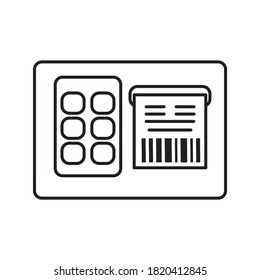 Bar code printer.Label printer.Outline icon vector flat.Isolated on a white background.