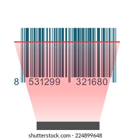 bar code and red scanner