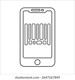 Ícone de digitalização de código de barras, gráficos de vetor de linha