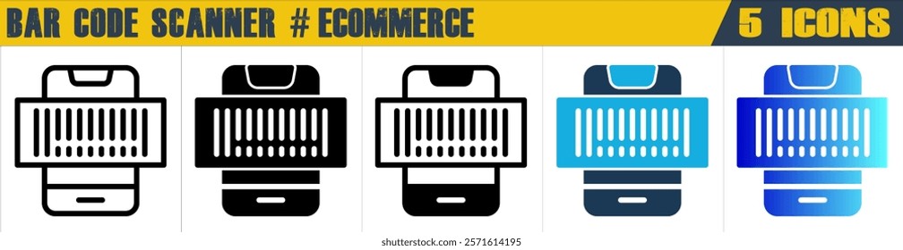 Bar Code Scanner icon with 5 styles (outline, solid, mixed, duotone and solid gradient)