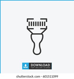 icono del escáner de código de barras. icono del vector del escáner de código de barras de esquema simple.sobre fondo blanco.