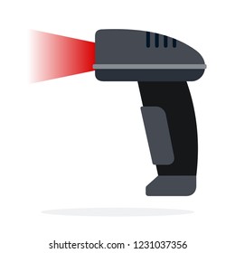 Bar code scanner with laser system flat single icon vector isolated on white