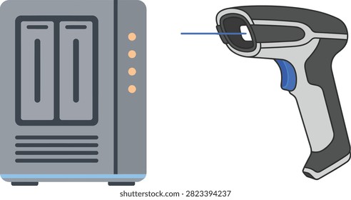 Bar code scanner and network attached storage device with inventory hardware technology scanning