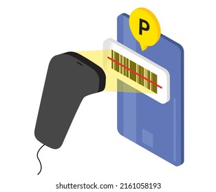 bar code scanning and pays points illustration set. sale, shopping, payment, scanner. Vector drawing. Hand drawn style.