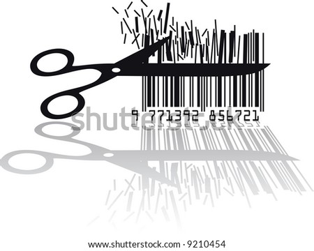 Bar code with scissors isolated on white background