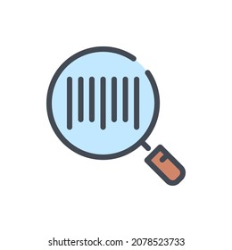 Bar code search color line icon. Magnifier glass with Product code vector outline colorful sign.