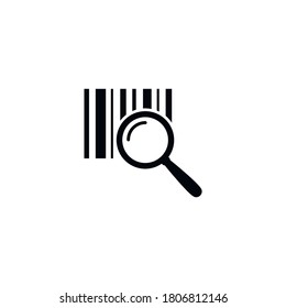 Bar code search icon. magnification glass sign