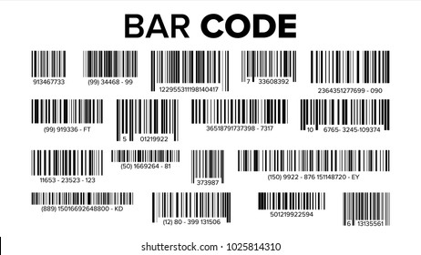 Bar Code Set Vector. Universal Product Scan Code. UPC Bar Code Scan Symbol.  Isolated Illustration
