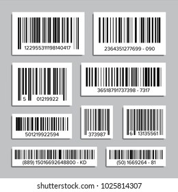 Bar Code Set Vector. UPC Bar Codes. Universal Product Code. Market Trademark. Isolated Illustration
