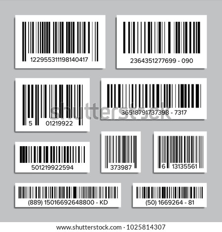 Bar Code Set Vector. UPC Bar Codes. Universal Product Code. Market Trademark. Isolated Illustration
