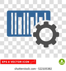 Bar Code Settings EPS vector pictogram. Illustration style is flat iconic bicolor cobalt and gray symbol on white background.
