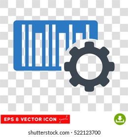 Bar Code Settings EPS vector pictogram. Illustration style is flat iconic bicolor smooth blue symbol on white background.