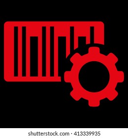 Bar Code Settings vector icon. Style is flat icon symbol, red color, black background.