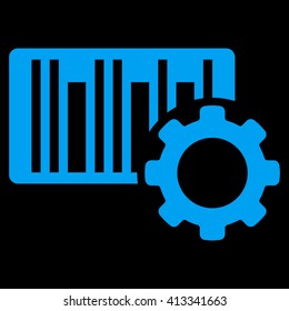 Bar Code Setup vector icon. Style is flat icon symbol, blue color, black background.