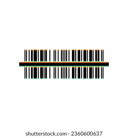 Bar code sign. Black Icon with vertical effect of color edge aberration at white background. Illustration.