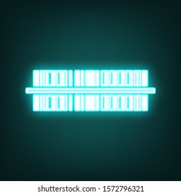 Bar code sign. Cyan neon icon in the dark. Bluring. Luminescence. Illustration.