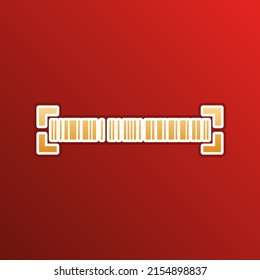 Bar code sign. Golden gradient Icon with contours on redish Background. Illustration.