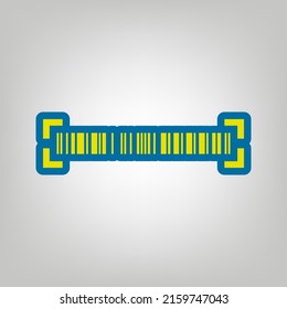 Bar code sign. Icon in colors of Ukraine flag (yellow, blue) at gray Background. Illustration.