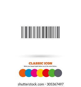 Bar code sign icon. Scan code symbol. Coded word - success! Classic flat icon. Colored circles. Vector