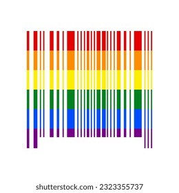 Bar code sign. Rainbow gay LGBT rights colored Icon at white Background. Illustration.