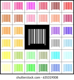 Bar code sign. Vector. Felt-pen 33 colorful icons at white and black backgrounds. Colorfull.