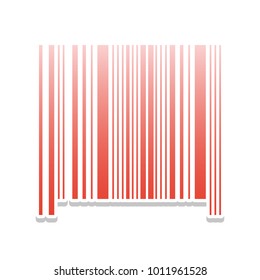 Bar code sign. Vector. Reddish icon with white and gray shadow on white background. Isolated.