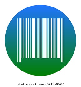 Bar code sign. Vector. White icon in bluish circle on white background. Isolated.