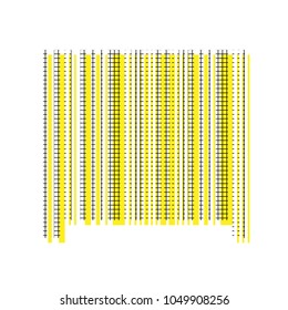 Bar code sign. Vector. Yellow icon with square pattern duplicate at white background. Isolated.