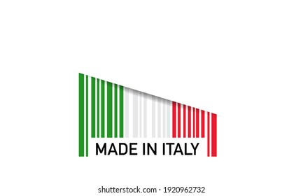 Strichcode-Symbole Made in Italy auf weißem Hintergrund. Vektorgrafik