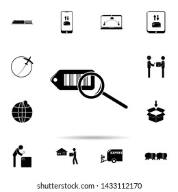 bar code tag and magnifying glass icon. Universal set of logistic for website design and development, app development
