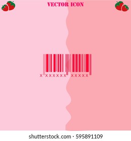 Bar code vector  icon. Strawberry Background.