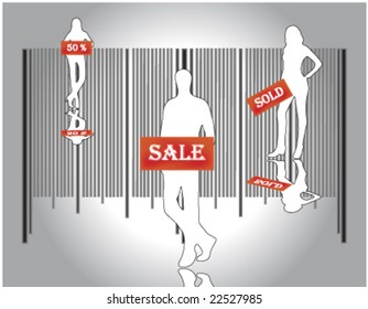 bar code and white silhouette