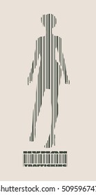 Bar code woman silhouette. Human trafficking text