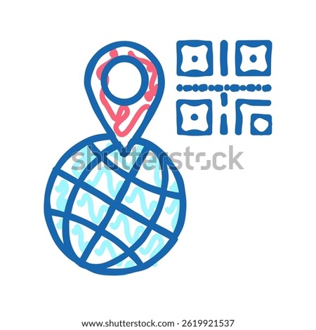 bar code worldwide location doodle icon sketch vector. bar code worldwide location sign. isolated symbol illustration