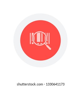 Bar code and zoom icon. Icon in colored circle with gray bold border. Web button, modern flat design