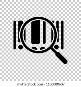 Bar code and zoom icon. On transparent background.