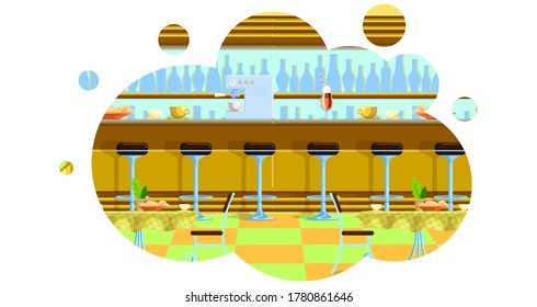 Bar counter of a cafeteria and restaurant in vector design