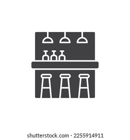 Barra de barra y silla icono vector. signo de glifo para concepto móvil y diseño web. Bar restaurante