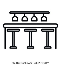 Bar counter desk icon outline vector. Cafe pub. Food drink