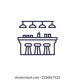 bar counter with drinks icon in line design
